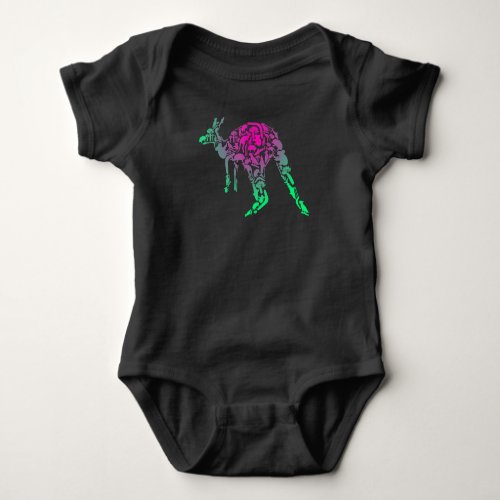 Australia  Colorful Painting Kangaroo Baby Bodysuit