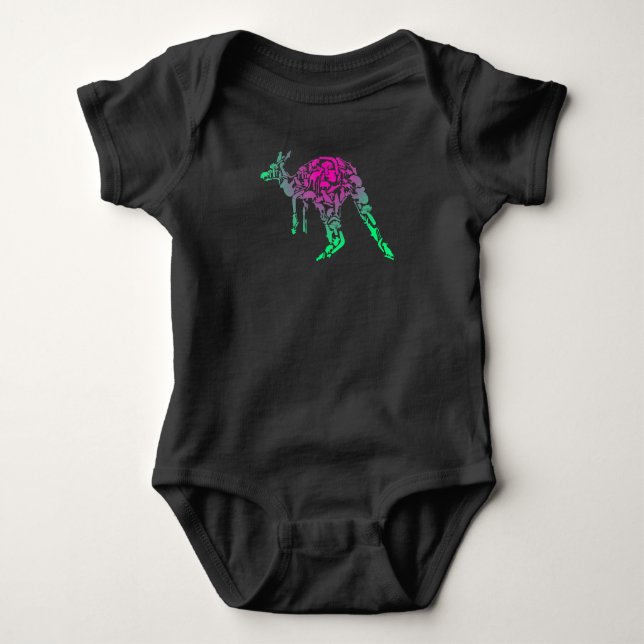 Australia | Colorful Painting Kangaroo Baby Bodysuit (Front)