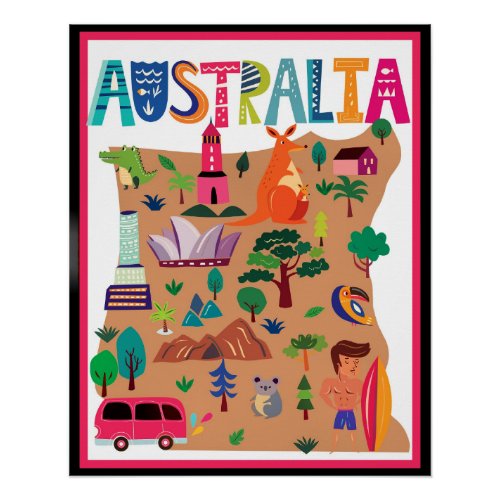 Australia colorful travel poster