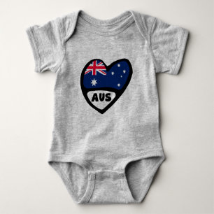 Australia Country Code Flag Heart AUS Baby Bodysuit