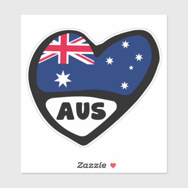Australia Country Code Flag Heart AUS Sticker (Sheet)