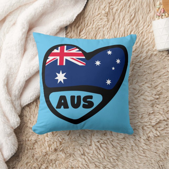 Australia Country Code Flag Heart AUS Throw Pillow (Blanket)