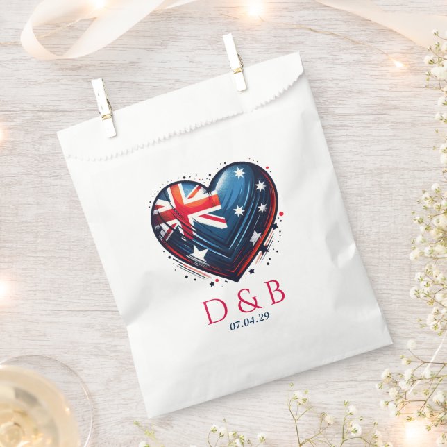 Australia Couple Heart Wedding Favor Bag (Clipped)