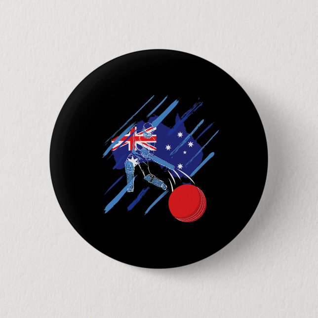 Australia Cricket Fan Or Player  Button (Front)