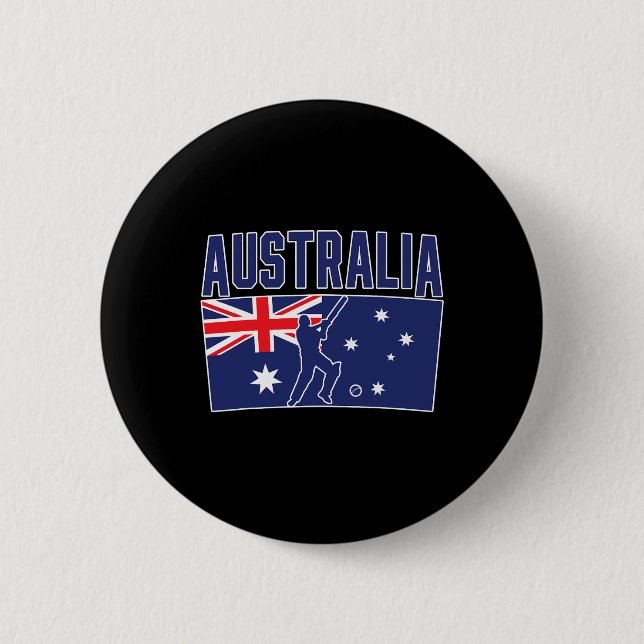 Australia Cricket (flag And Tsman)  Button (Front)
