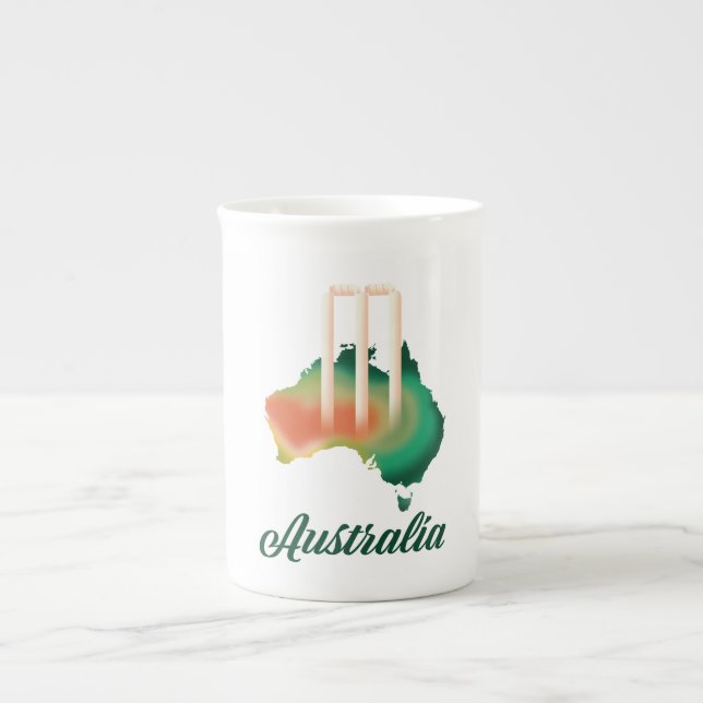 Australia Cricket map. Bone China Mug (Front)