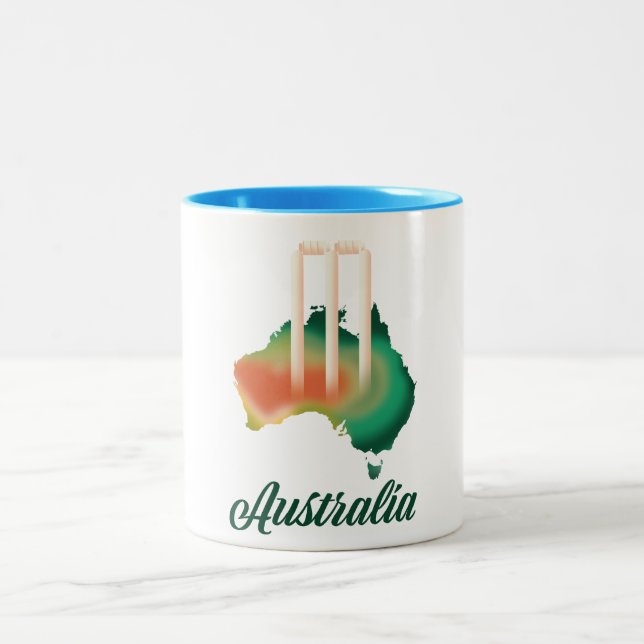 Australia Cricket map. Two-Tone Coffee Mug (Center)