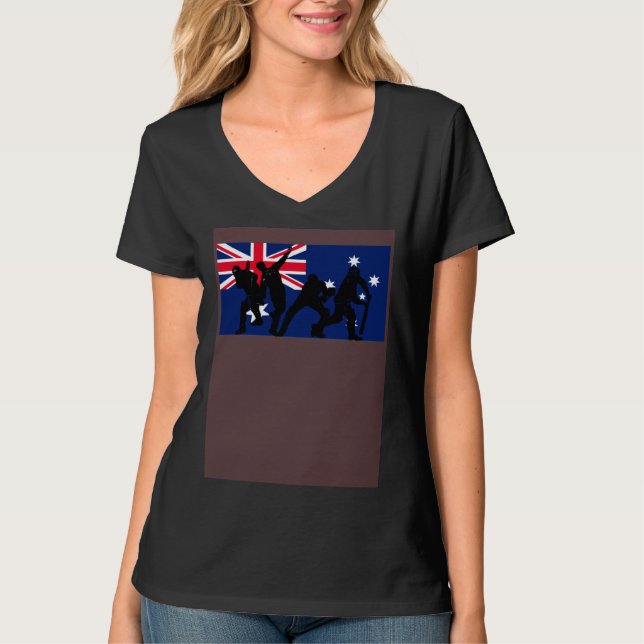 Australia Cricket Players Australian Flag T-Shirt (Front)