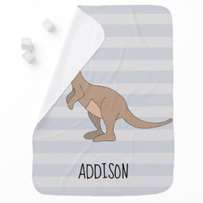 Australia Cute Kangaroo Doodle and Name Baby Blanket