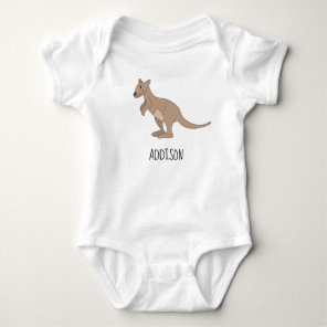 Australia Cute Kangaroo Doodle and Name Baby Bodysuit
