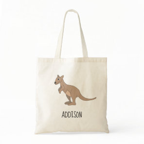Australia Cute Kangaroo Doodle and Name Kids Tote Bag