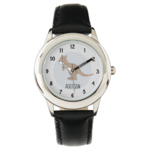 Australia Cute Kangaroo Doodle and Name Kids Watch