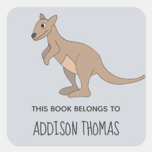 Australia Cute Kangaroo Doodle Kids Bookplate