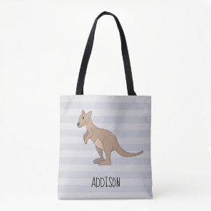 Australia Cute Kangaroo Doodle & Name Kids Diaper Tote Bag