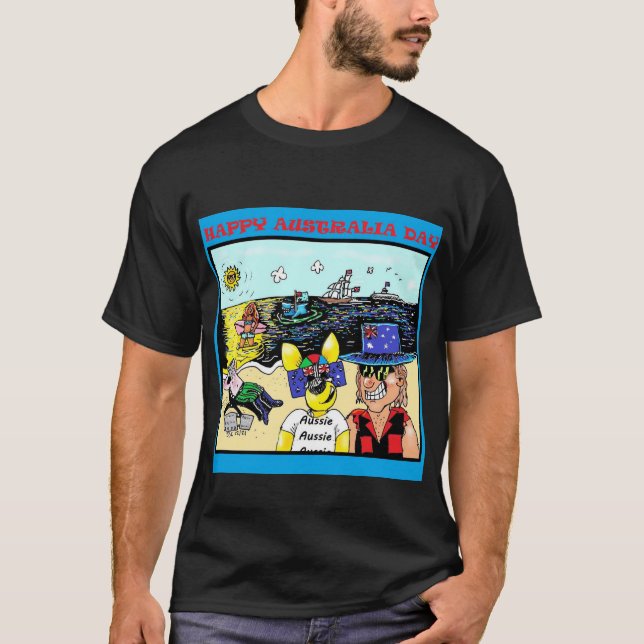 Australia Day Cartoon T-shirt Mick and Hoppa  (Front)