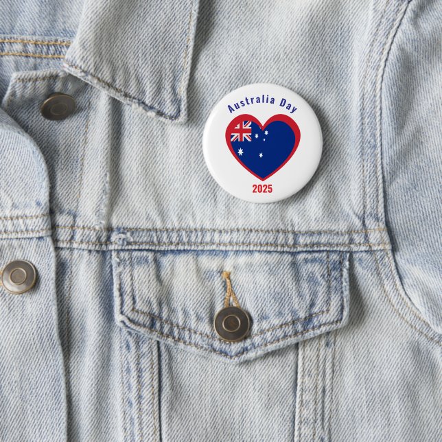 Australia day flag heart custom button (In Situ)