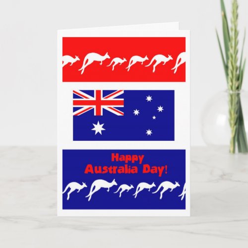 Australia Day Greeting Card Flag and Kangaroos Card