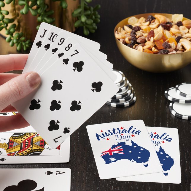 Australia Day Red Blue and White Poker Cards (In Situ)