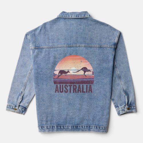 Australia Day Retro Vintage Kangaroo Men Women Kid Denim Jacket