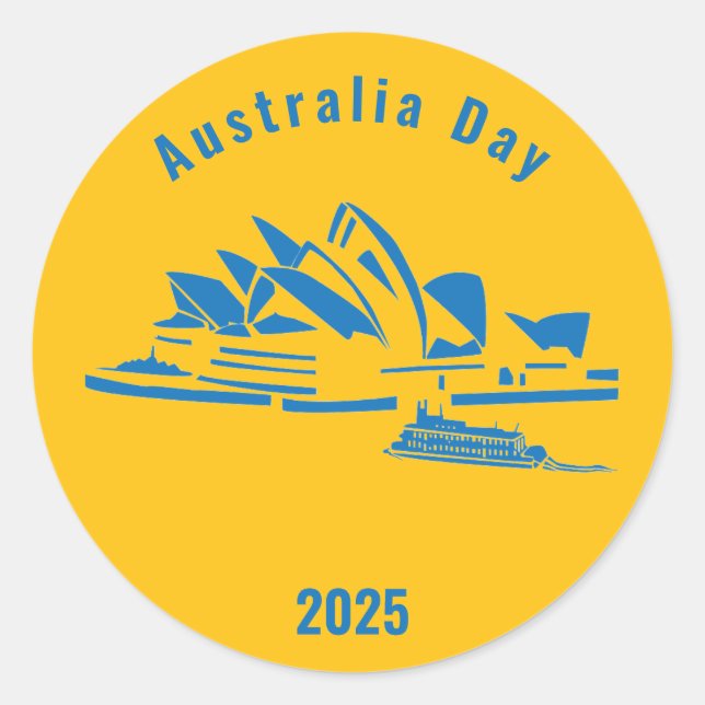 Australia day Sydney Opera house custom school  Classic Round Sticker (Front)
