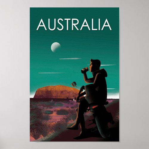 Australia decert vintage travel poster