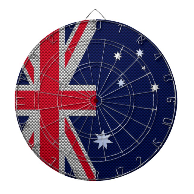 Australia Design in Carbon Fiber Chrome Style Dartboard (Front)