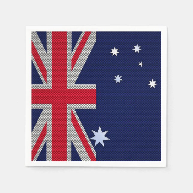 Australia Design in Carbon Fiber Chrome Style Paper Napkins (Front)