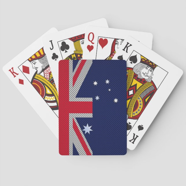Australia Design in Carbon Fiber Chrome Style Poker Cards (Back)