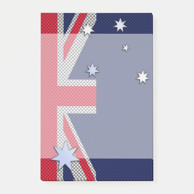 Australia Design in Carbon Fiber Chrome Style Post-it Notes (Front)