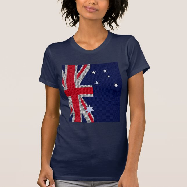 Australia Design in Carbon Fiber Chrome Style T-Shirt (Front)