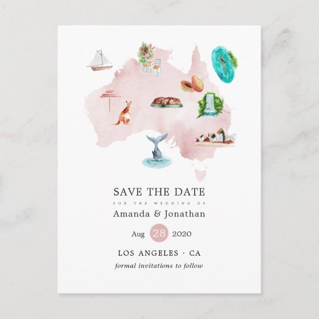Australia Destination Wedding Save the Date Announcement Postcard (Front)