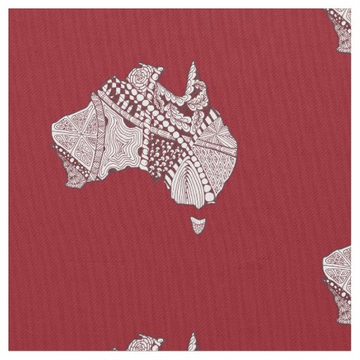 Australia Doodle Map Art Souvenir Fabric