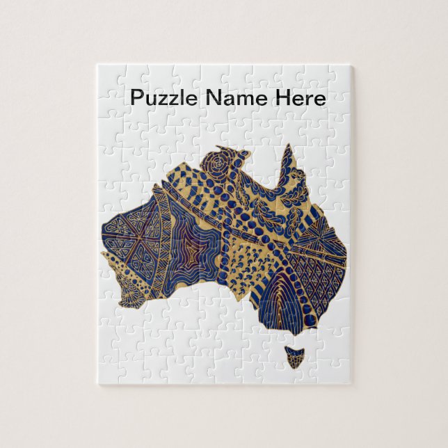 Australia Doodle Tan Red Blue Jigsaw Puzzle (Vertical)