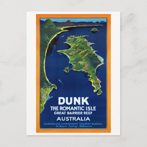 Australia Dunk Restored Vintage Travel Poster Postcard