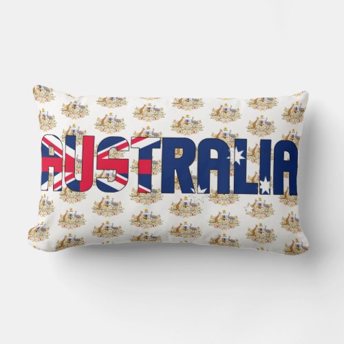 Australia Flag and Coat of Arms Patriotic Lumbar Pillow