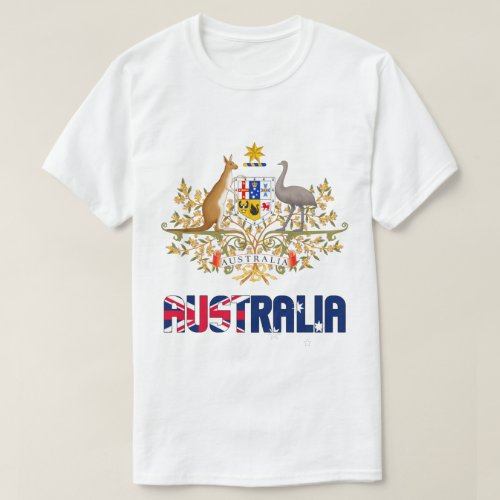 Australia Flag and Coat Of Arms Patriotic T_Shirt