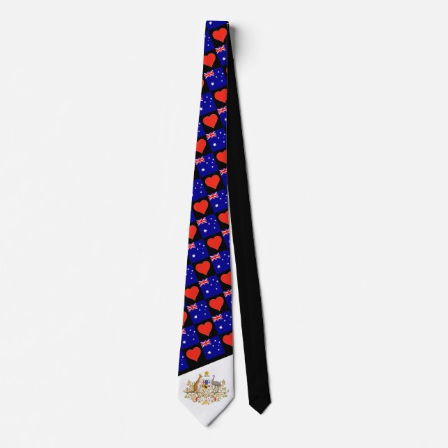 Australia Flag and Heart Australia National Pride Neck Tie (Front)