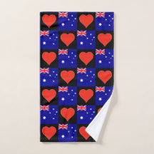Australia Flag and Heart Pattern Australian Pride