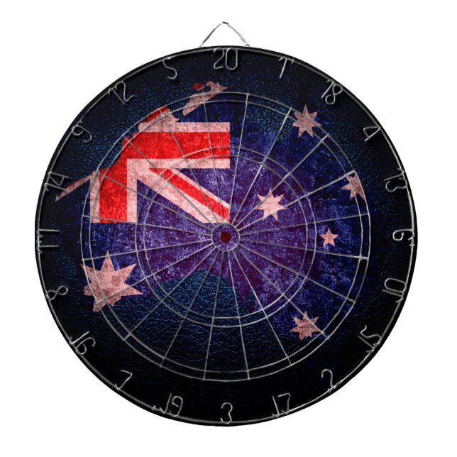 Australia Flag and Map #2 Dartboard With Darts (Front)