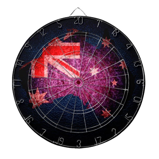 Australia Flag and Map #3 Dartboard With Darts (Front)