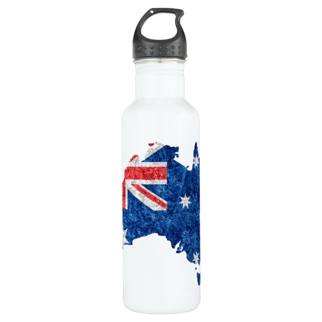 Australia Flag and Map Water Bottle (Front)