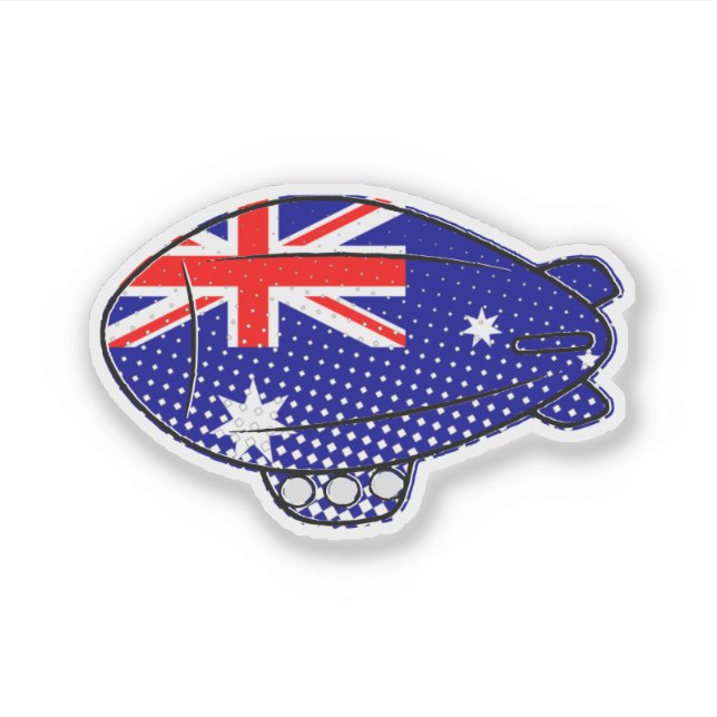 Australia Flag Blimp Balloon In Blue Sky Custom Sticker (Front)
