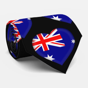 Australia Flag Colors Heart Pattern Neck Tie