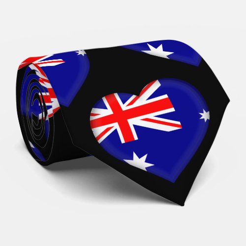 Australia Flag Colors Heart Pattern Neck Tie