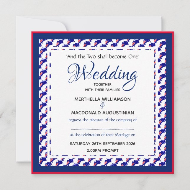 AUSTRALIA FLAG Custom Patriotic Square Wedding Invitation (Front)