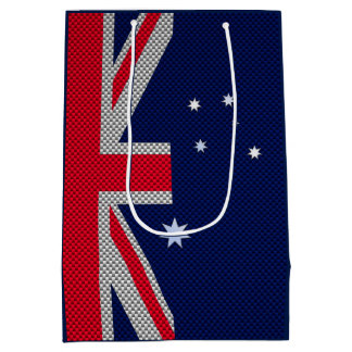 Australia Flag Design in Carbon Chrome Styles Medium Gift Bag