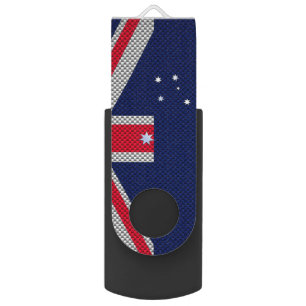 Australia Flag Design in Carbon Chrome Styles USB Flash Drive