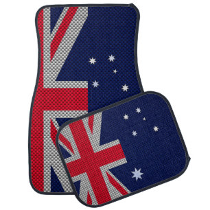 Australia Flag Design in Carbon Fiber Chrome Decor Car Mat