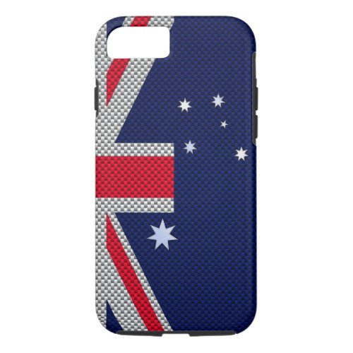 Australia Flag Design in Carbon Fiber Chrome Decor iPhone 87 Case
