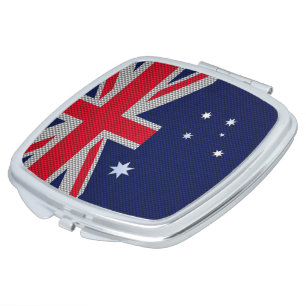 Australia Flag Design in Carbon Fiber Chrome Decor Compact Mirror